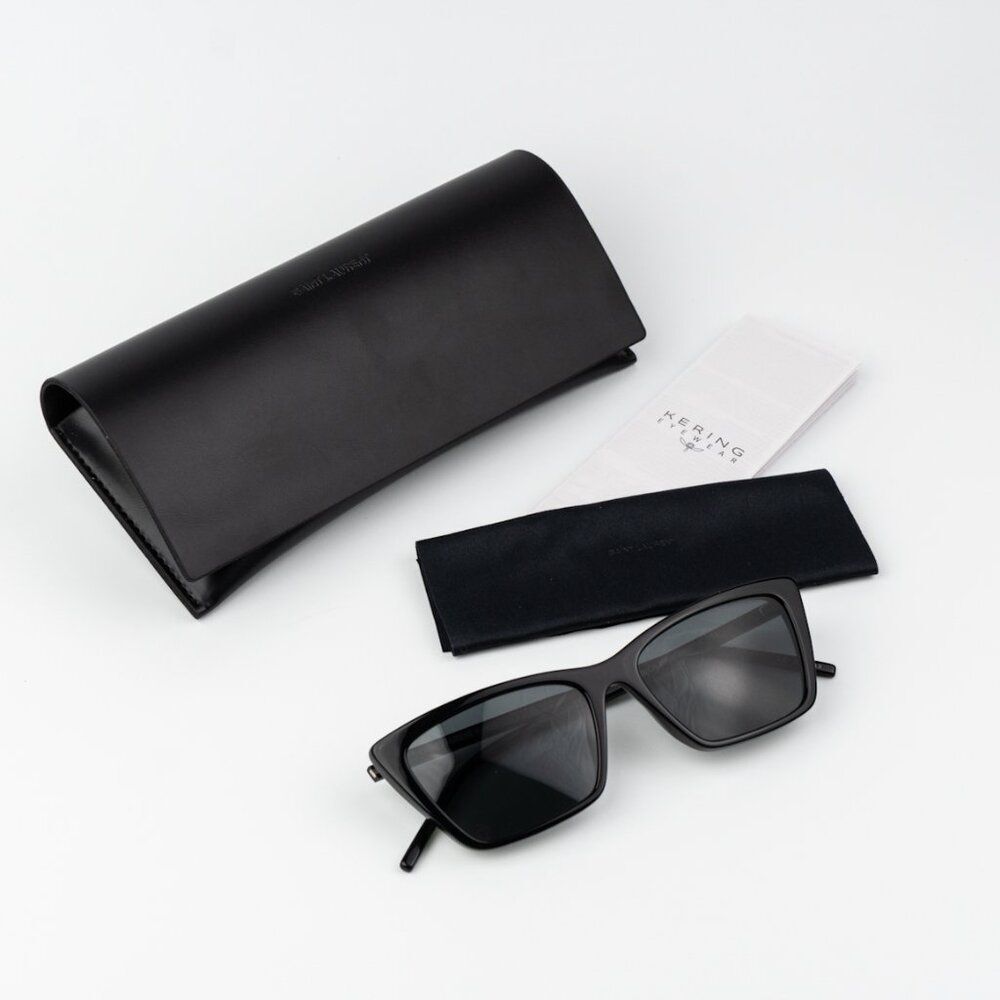 Saint Laurent Women Sunglasses Black Cat Eye SL737 MICA THIN 001 BRAND NEW - Picture 14 of 15